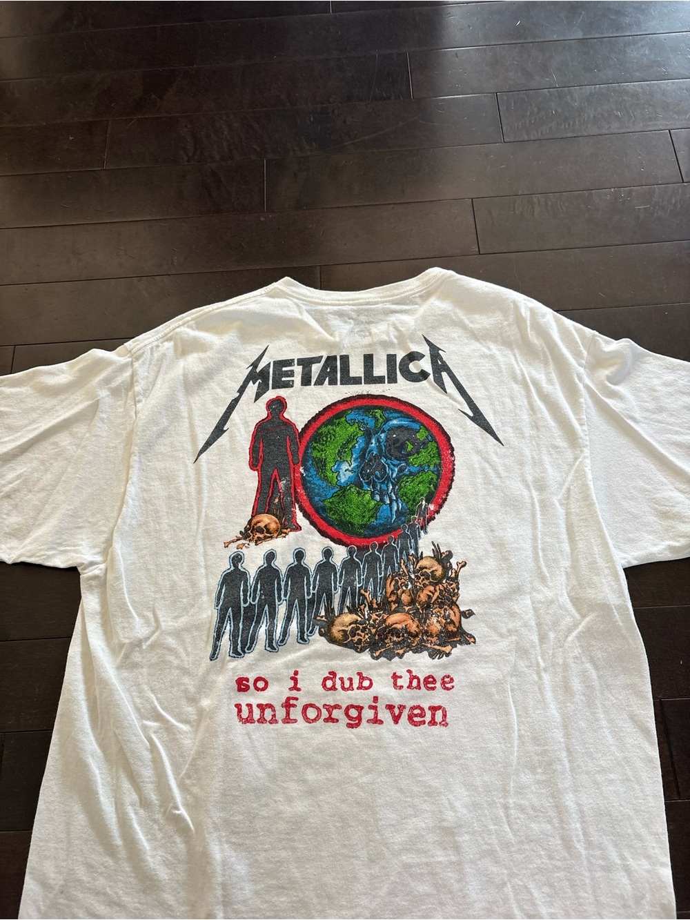 LG White Metallica Graphic Backprint Tee with Red & Green Accents